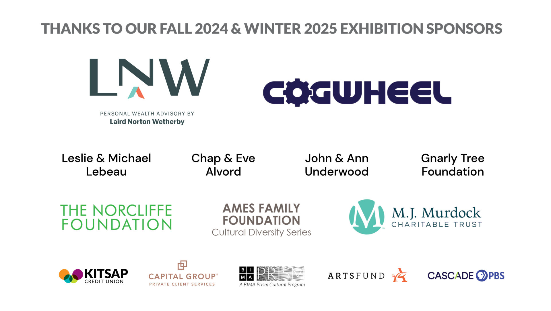 Thanks to our Fall 2024 & Winter 2025 Exhibition Sponsors